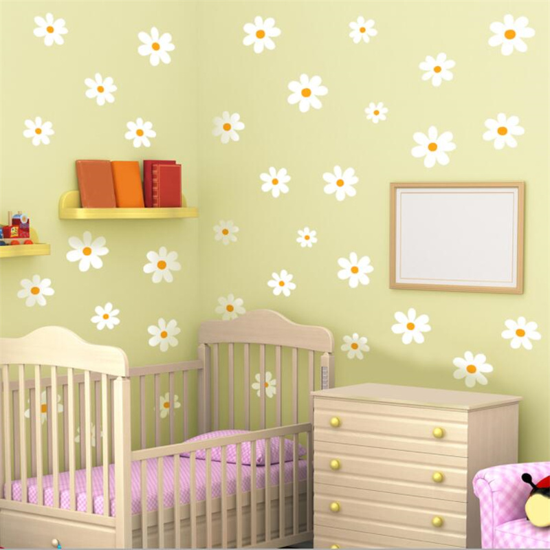 Baby Nursery Plants - Floral Daisy Flower Wall Stickers 30x60cm