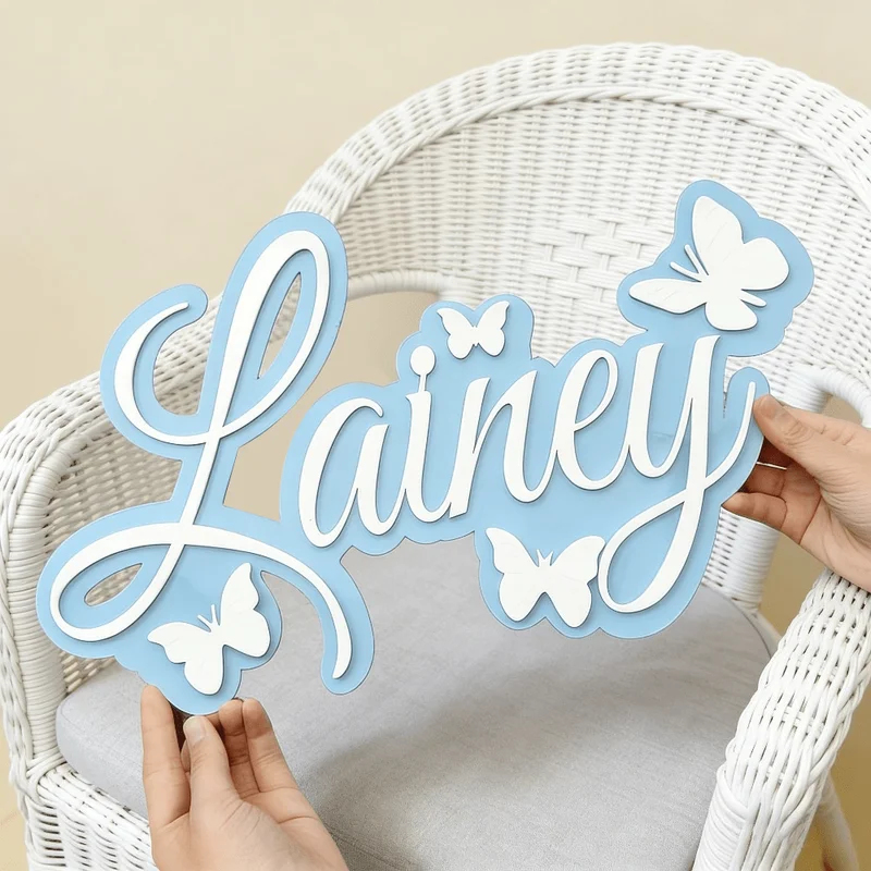 Baby Nursery Usa - Personalized Baby Name Plaque, Blue Design