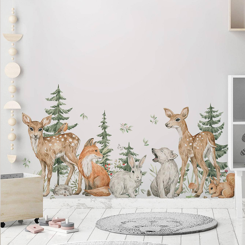 Cartoon Watercolor Forest Anim - огляд і ціна Baby Nursery Plants