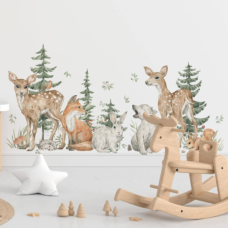 Cartoon Watercolor Forest Anim - огляд і ціна Baby Nursery Plants