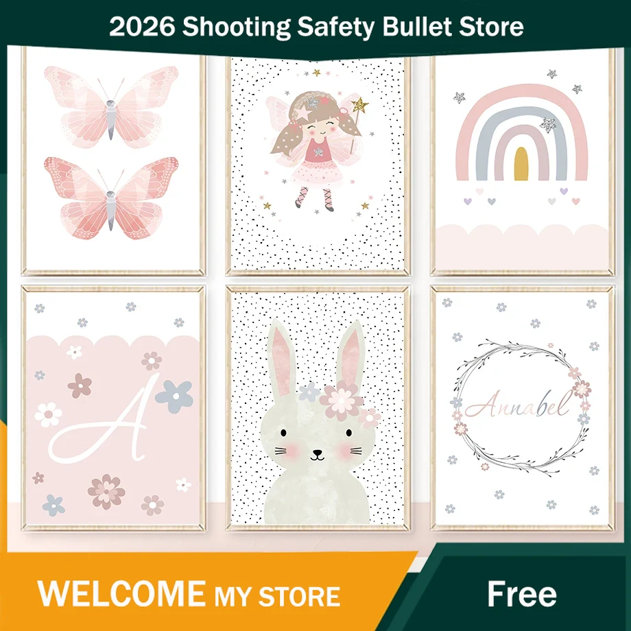 Cute Girl Rabbit Flower Butter - огляд і ціна Baby Nursery Posters