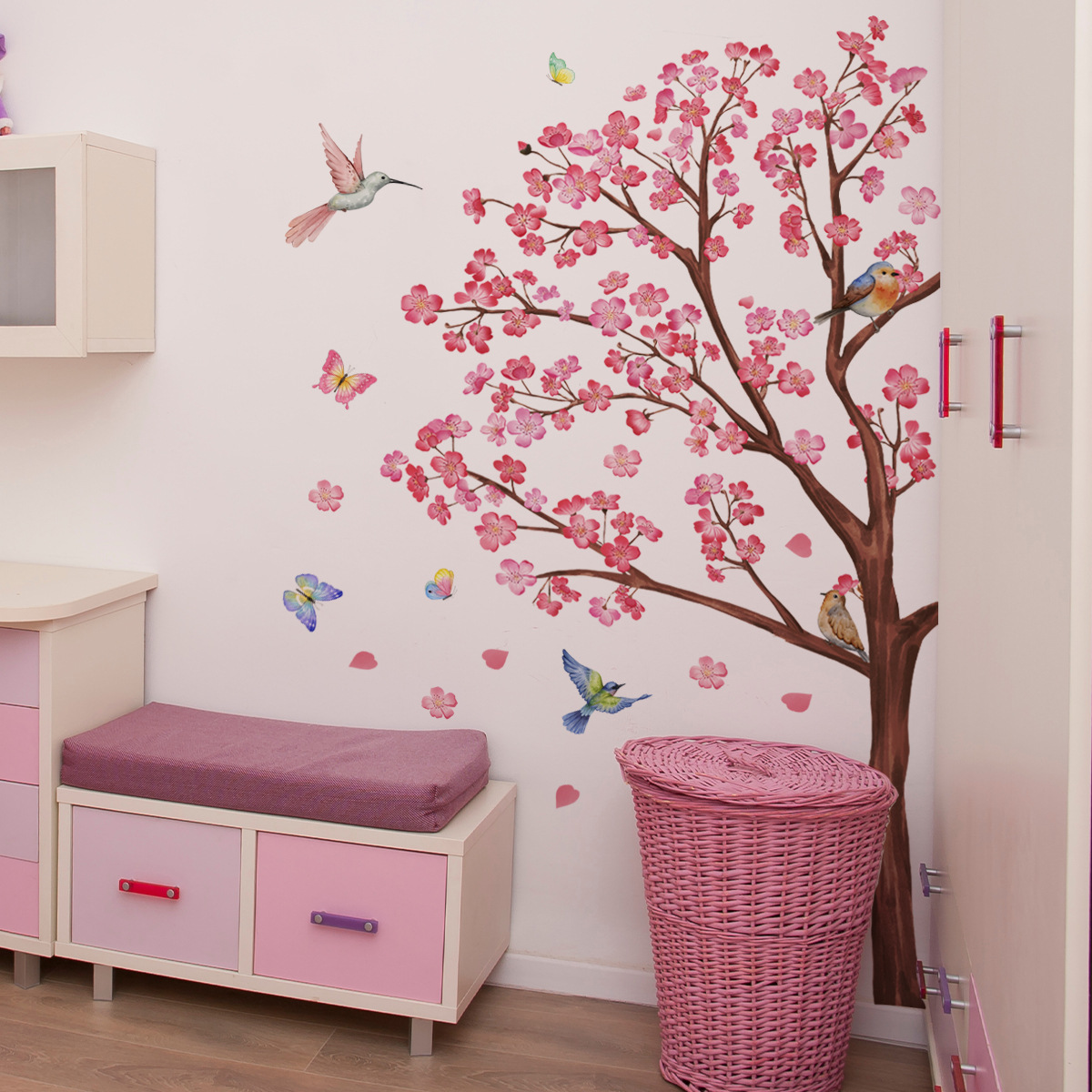 Watercolour Bird Flower Wall S - огляд і ціна Baby Nursery Plants