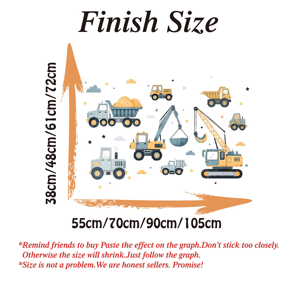 Cartoon Excavator Vehicles Set - огляд і ціна Baby Nursery Vinyl