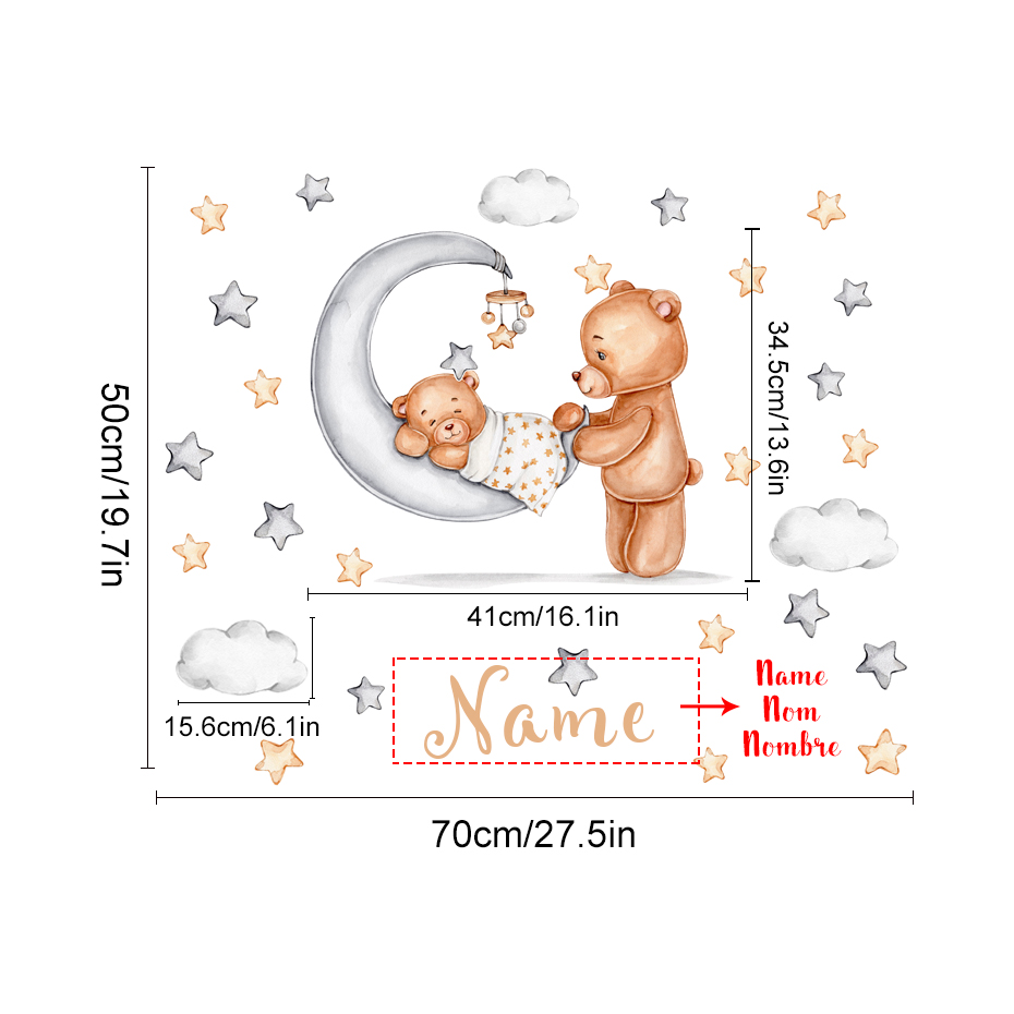 Custom Name Cartoon Bear Moon  - огляд і ціна Baby Nursery Set Furniture