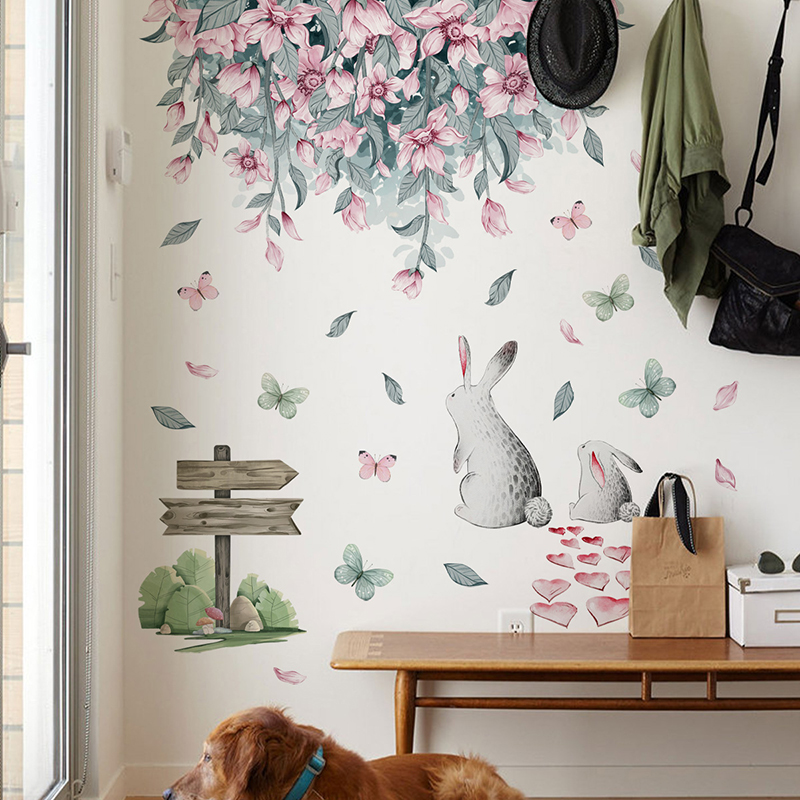 Pink Flower Green Leaves Cute  - огляд і ціна Baby Nursery Green