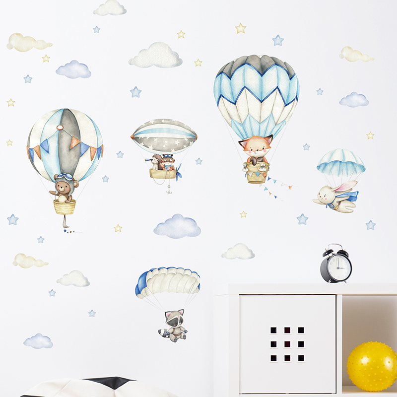 Cartoon Cute Animals Hot Air B - огляд і ціна Baby Nursery Vinyl