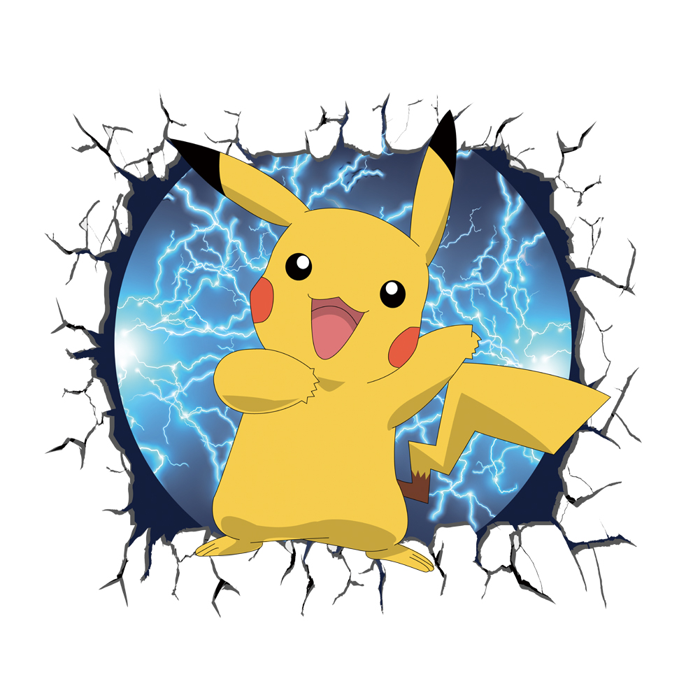 3D Broken Wall Cartoon Pikachu - огляд і ціна Baby Nursery Vinyl