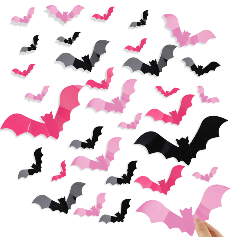 24/48Pcs Halloween Pink Bats W - огляд і ціна Baby Nursery Vinyl