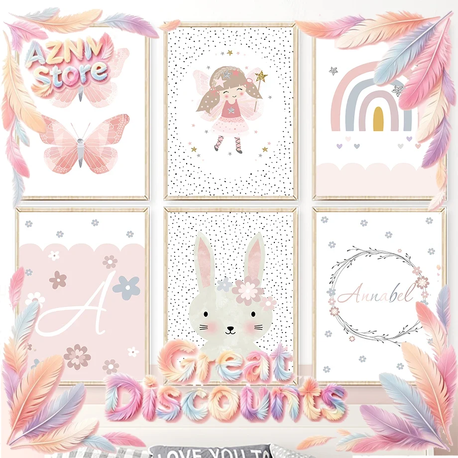 Cute Girl Rabbit Flower Butter - огляд і ціна Baby Nursery Posters
