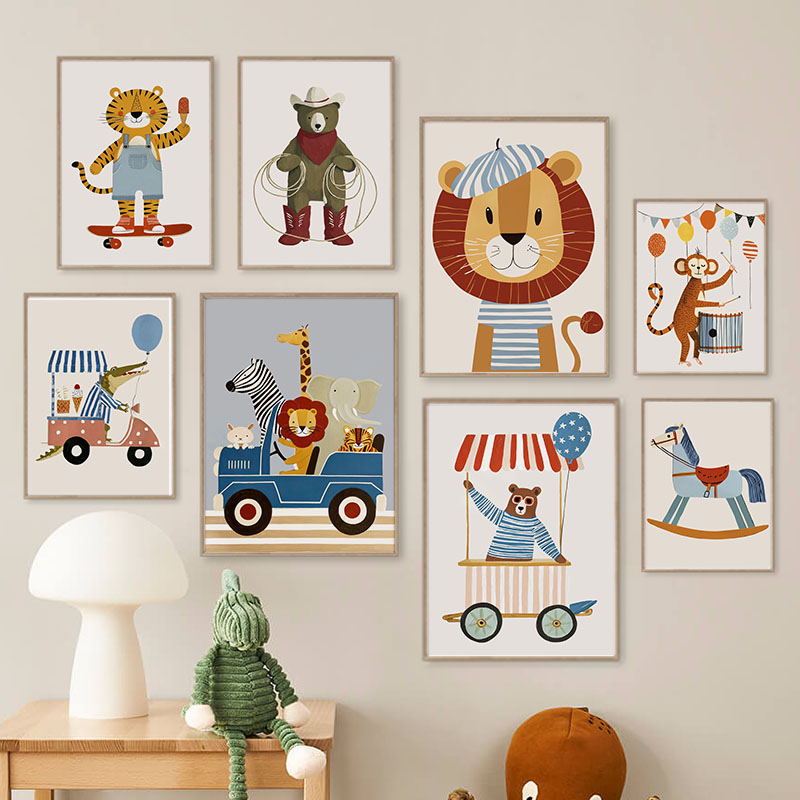Funny Cartoon Animal Car Ballo - огляд і ціна Baby Nursery Posters