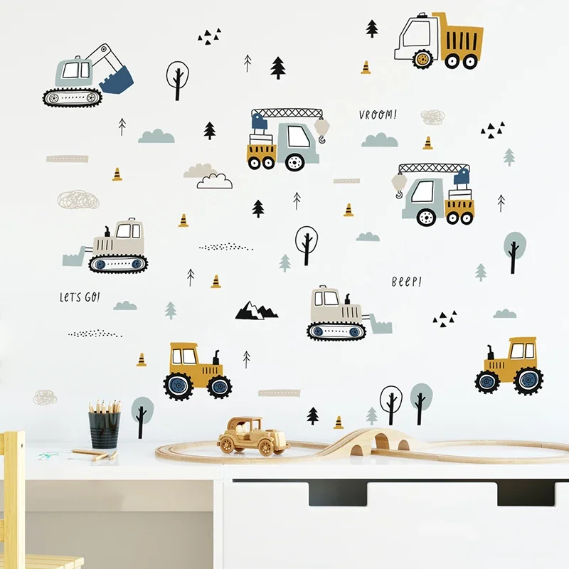 Hand Drawn Cute Cars Cargo Tru - огляд і ціна Baby Nursery Vinyl