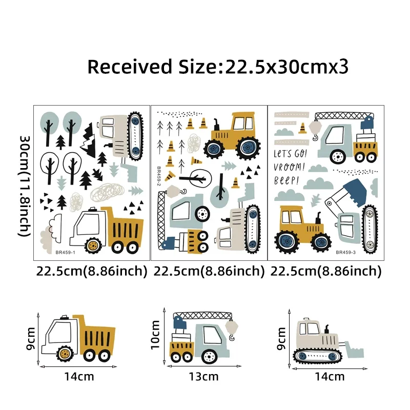 Hand Drawn Cute Cars Cargo Tru - огляд і ціна Baby Nursery Vinyl