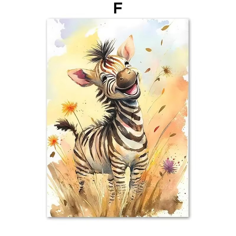 Watercolor Lion Giraffe Tiger  - огляд і ціна Baby Nursery Posters