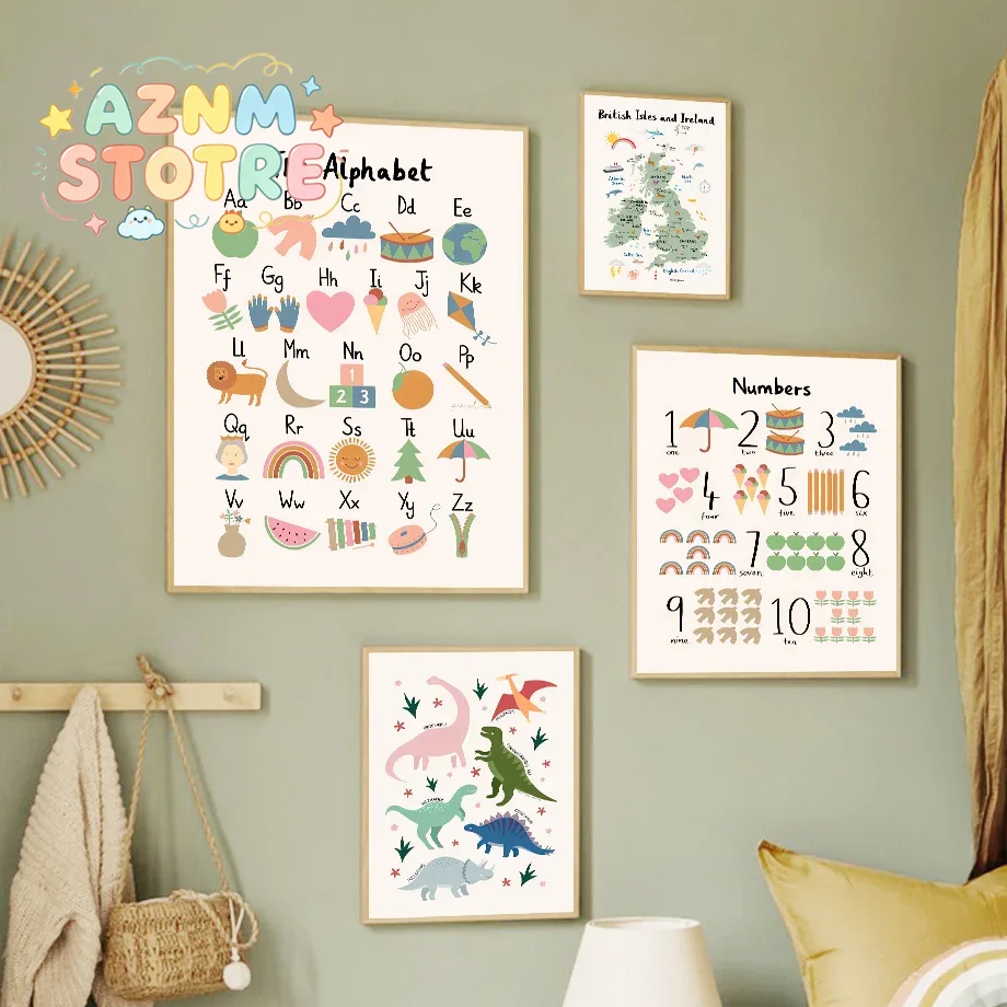 Animal World Map Dinosaur Alph - огляд і ціна Baby Nursery Posters