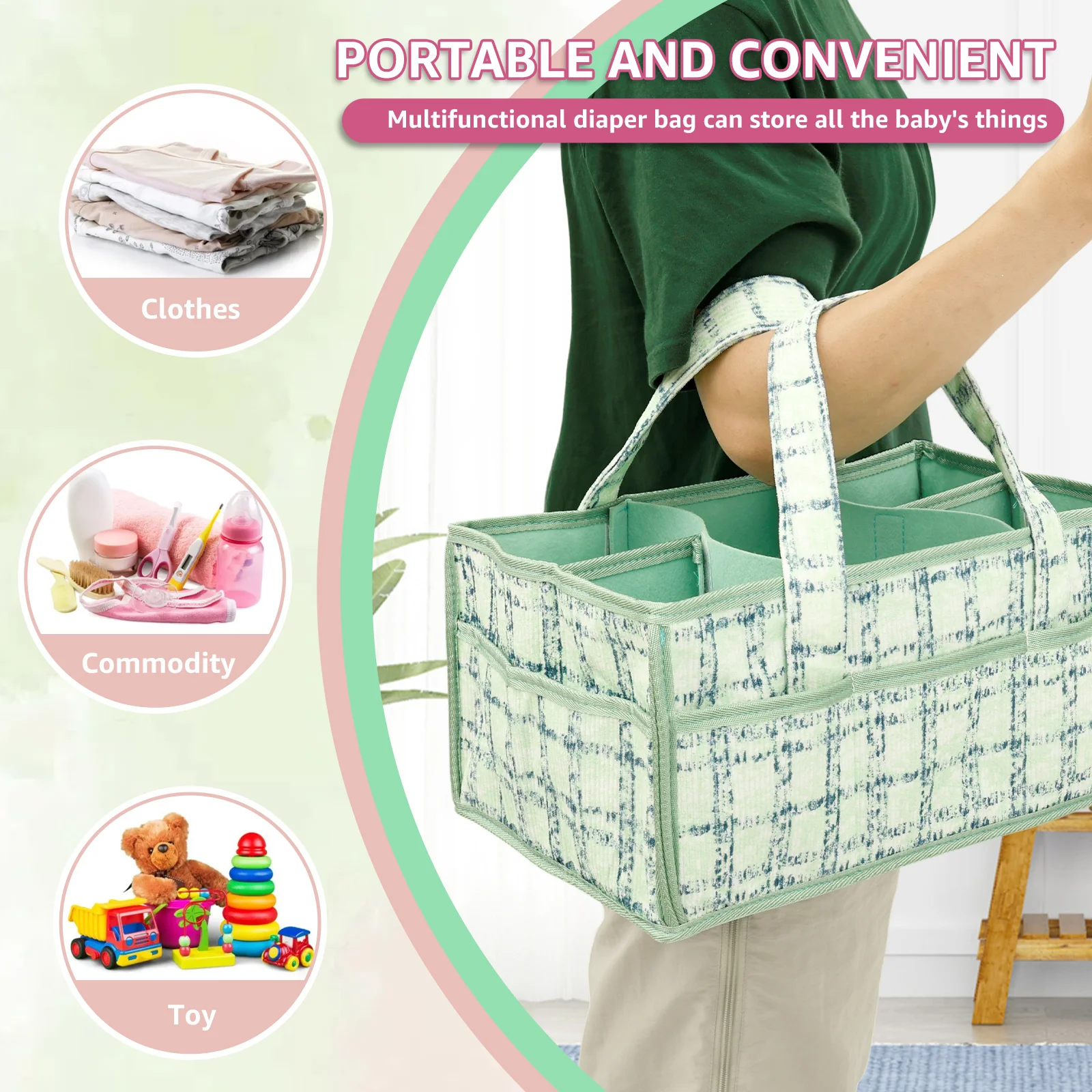 Baby Diaper Caddy Bag Portable - огляд і ціна Baby Nursery Handles
