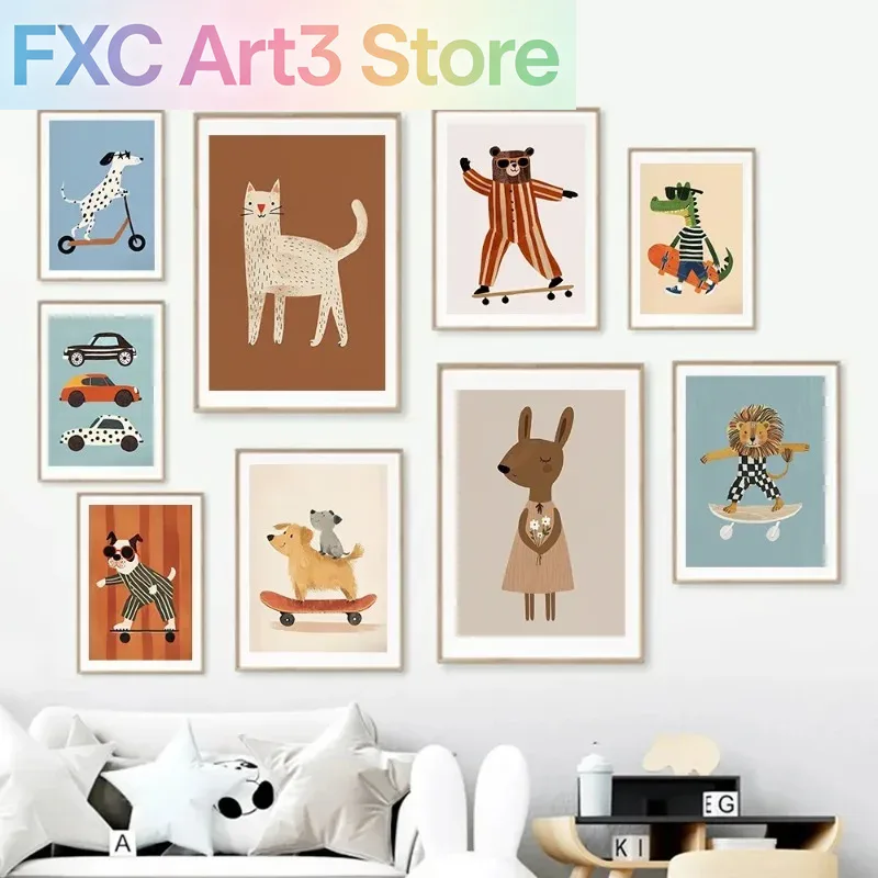 1pc frameless Funny Animals Ra - огляд і ціна Baby Nursery Animal Prints