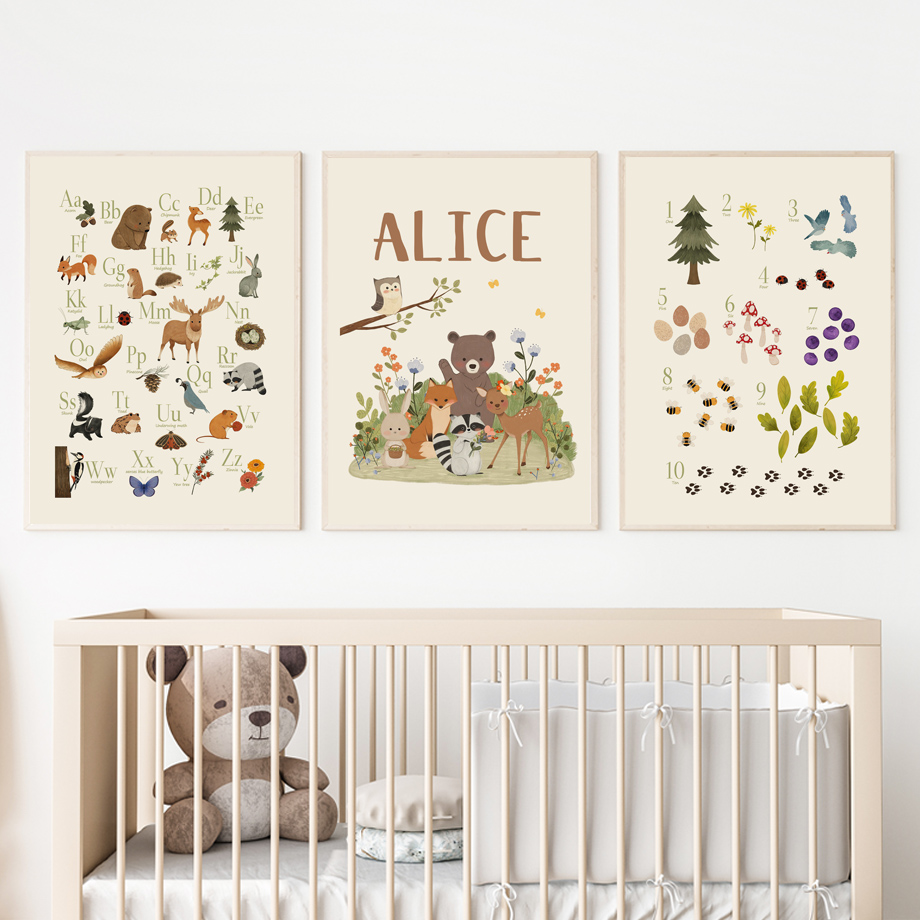 1pc frameless Cute Rabbit Fox  - огляд і ціна Baby Nursery Animal Prints