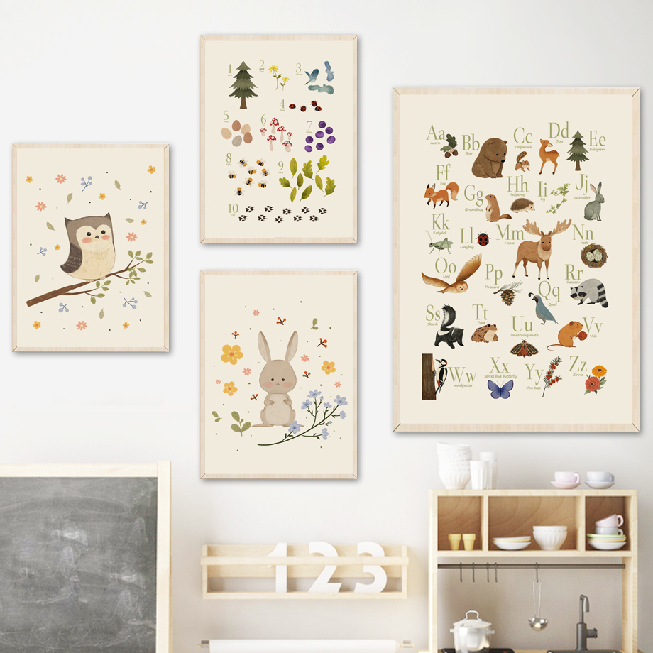1pc frameless Cute Rabbit Fox  - огляд і ціна Baby Nursery Animal Prints
